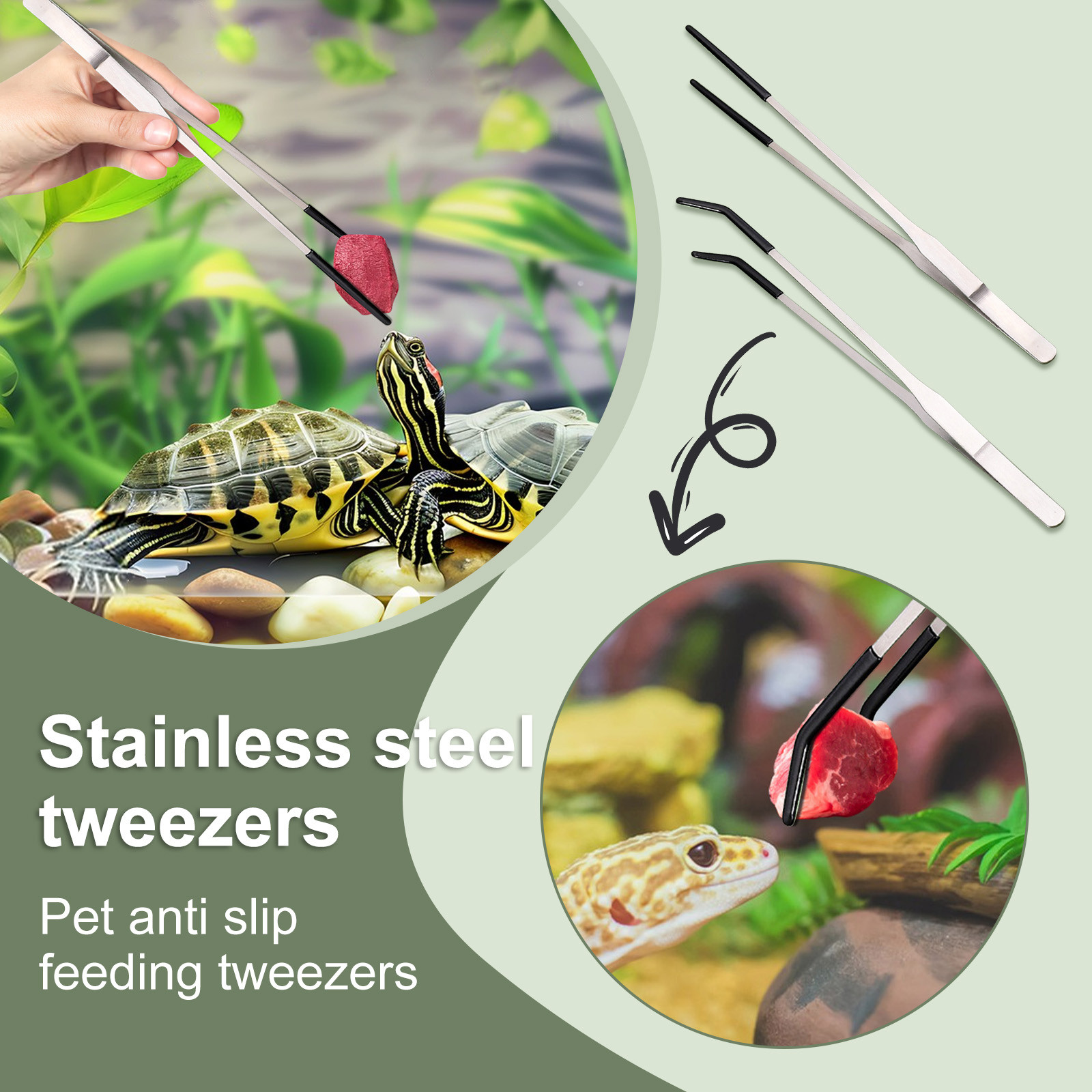 Feeding Tong Stainless - 2pcs Bent Tip Tweezers For Crafts