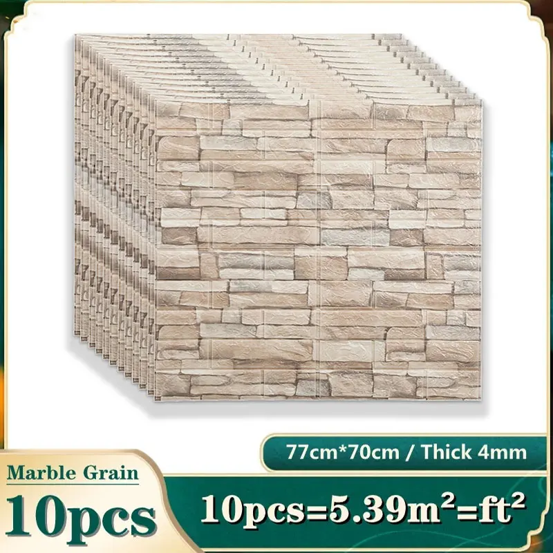 10PCS Self Adhesive 3D Brick W - Pvc Panel Background บทวิจารณ์และราคา