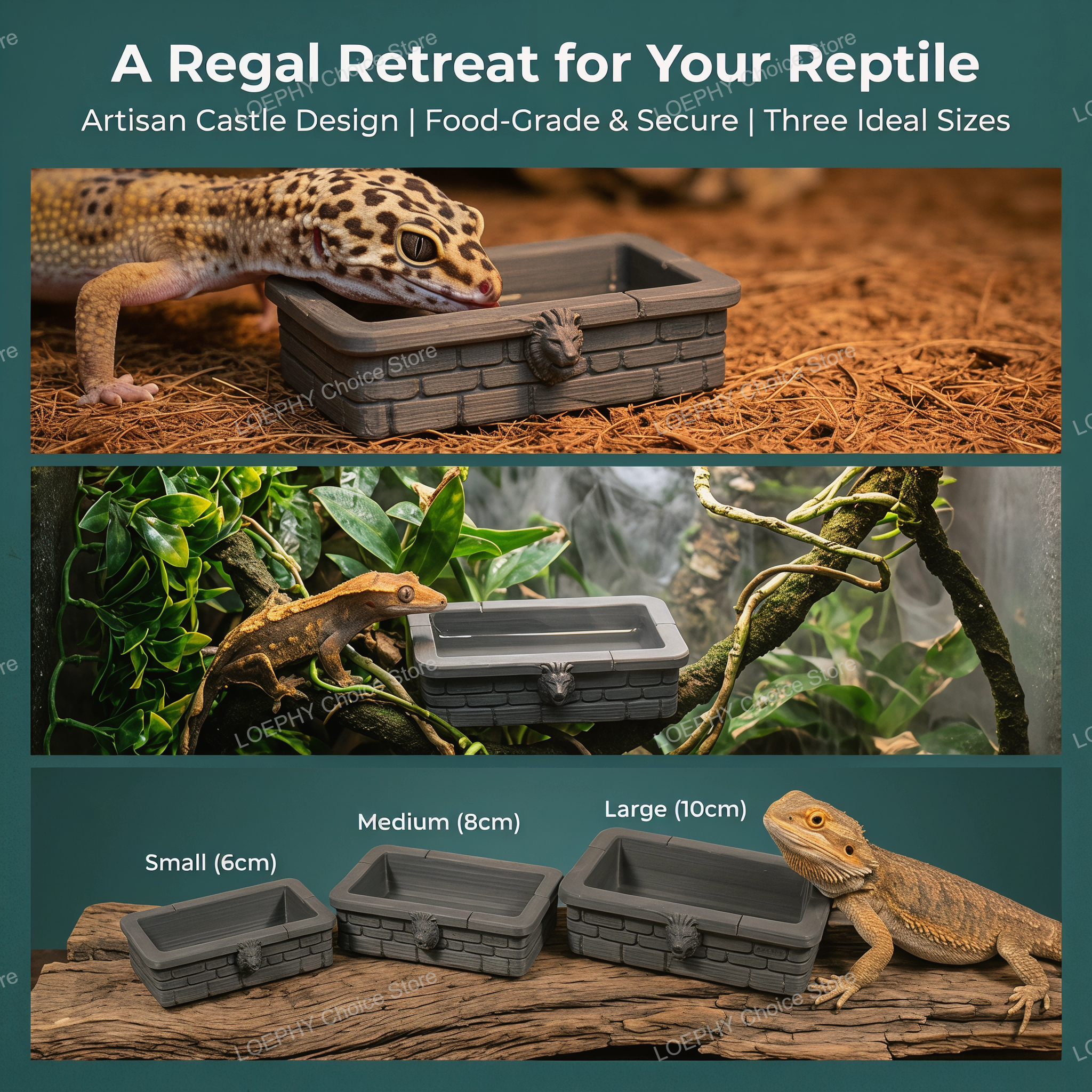 Castle Reptile Water Bowl Lion - Water Dish Reptile บทวิจารณ์และราคา