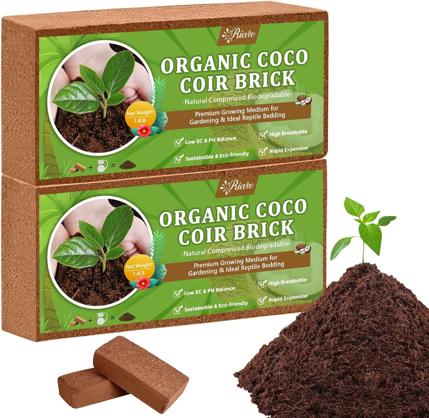 2pcs Organic Coco Coir Bricks  - Substrate Coconut Fiber บทวิจารณ์และราคา